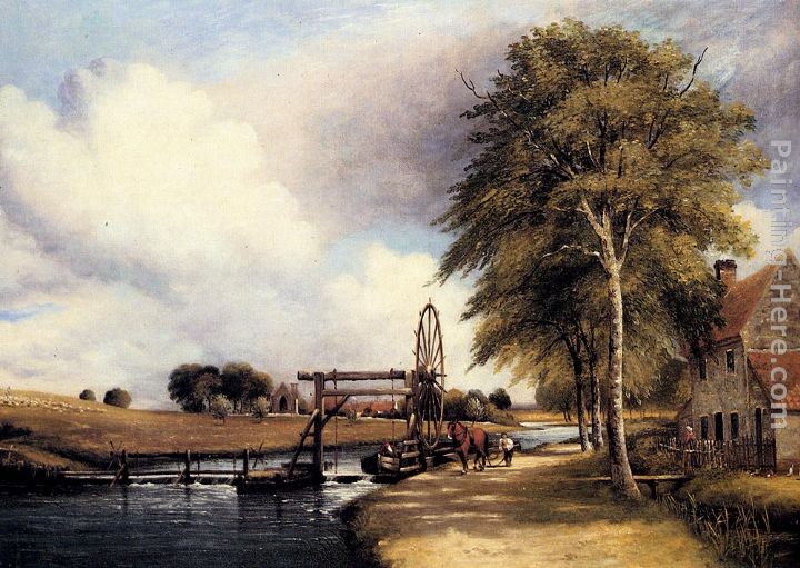 The Lock At Stanton On The Little Ouse In Norfolk painting - Frederick William Watts The Lock At Stanton On The Little Ouse In Norfolk art painting
